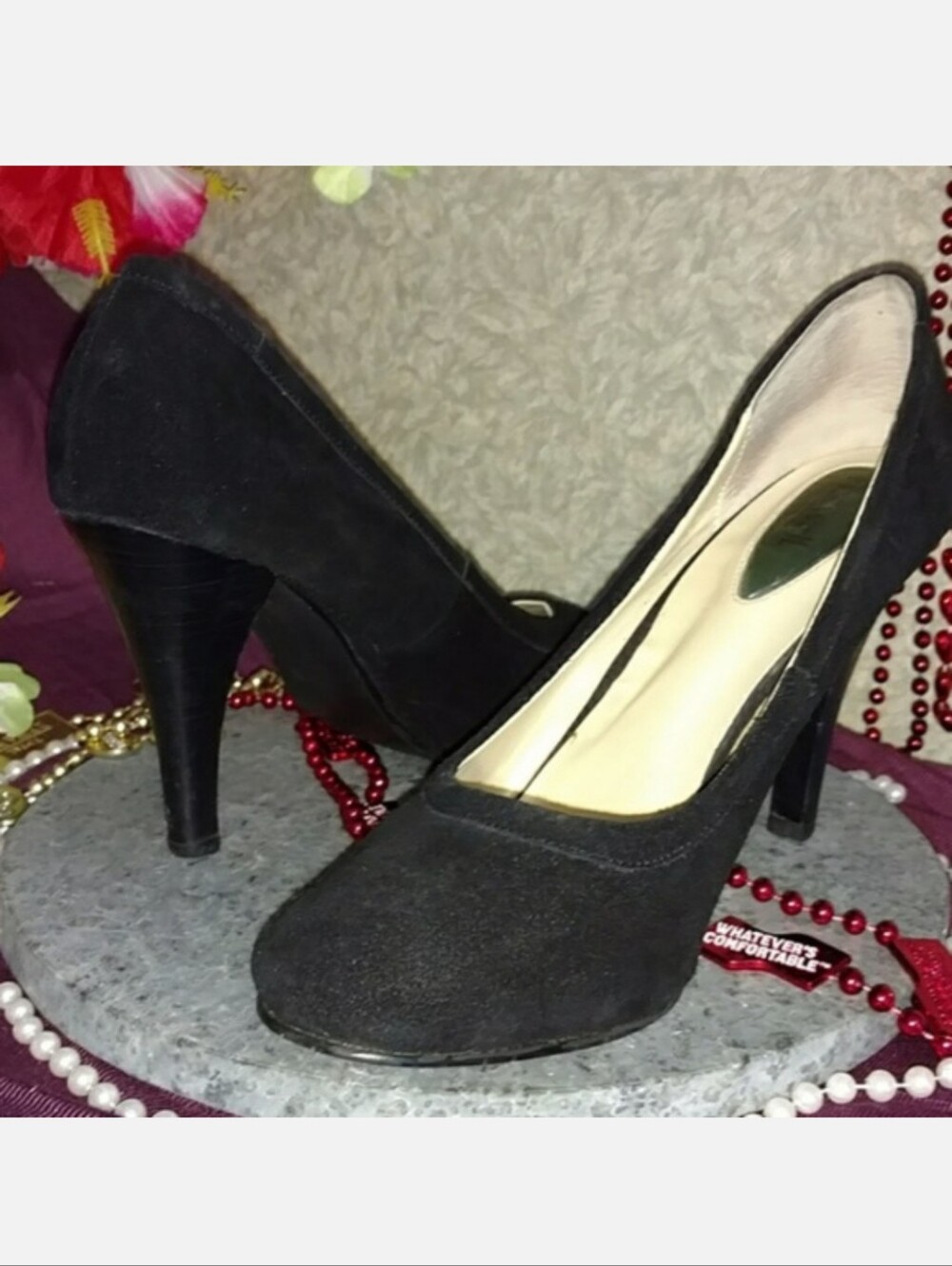 Fitzwell Black Suede Heels Sz. 11